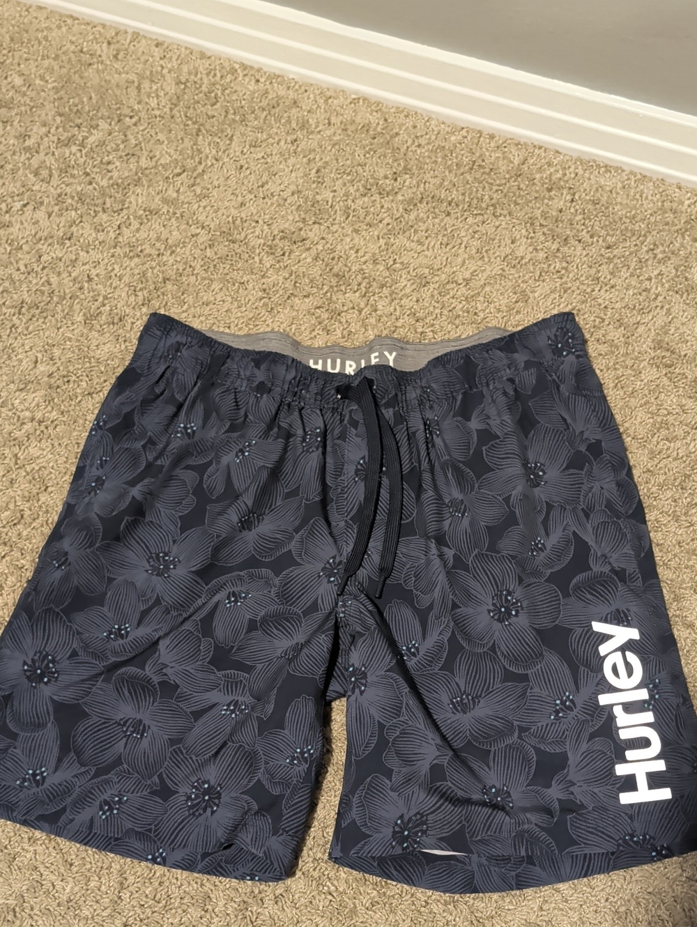 Hurley Navy Floral Boardshorts with White Logo